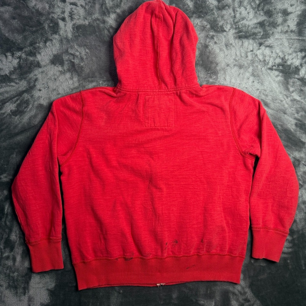 Vintage Y2k American Eagle Red Full Zip Hoodie Size X-Large Walffle Knit Hood - Picture 7 of 7